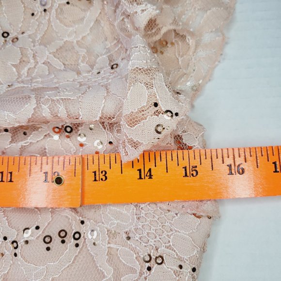 Enfocus Studios Dress Womens Sequin Lace Peach Size 4 Zipper Occasion Wedding - Picture 5 of 9